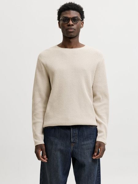 Jack & Jones sweter z dzianiny Mężczyźni Bawełna beżowy, XXL. Brązowe swetry męskie Jack & Jones, m, bez wzorów, z bawełny, bez kołnierzyka. Za 199.95 zł.