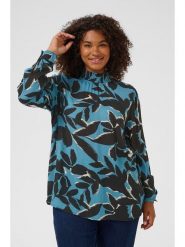 KAFFE curve Bluzka w kolorze niebiesko-czarnym rozmiar: 42. Niebieskie bluzki damskie KAFFE curve, bez wzorów, z wiskozy, bez kołnierzyka, bez ramiączek. Za 78.99 zł.