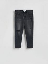 Jeansy skinny z przetrciami - czarny. Czarne jeansy męskie Reserved. Za 129.99 zł.