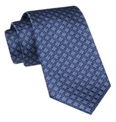 Modny Krawat Męski - Alties - Niebieski w Drobny Wzór. Niebieskie krawaty i muchy męskie Alties, bez wzorów, z tkaniny, eleganckie. Za 49.00 zł.