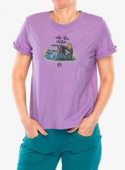 Koszulka bawełniana damska E9 Wild. Fioletowe t-shirty damskie E9, s, bez wzorów, z bawełny, bez kołnierzyka. Za 186.99 zł.