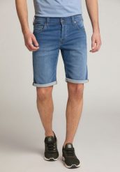 MUSTANG CHICAGO MĘSKIE SZORTY KRÓTKIE SPODENKI DENIM BLUE 1011731 5000 312. Niebieskie szorty męskie Mustang, z bawełny, bez kołnierzyka. Za 159.99 zł.