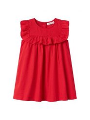 NAME IT Sukienka letnia Falinnen 13240518 Czerwony Regular Fit. Czerwone sukienki dziewczęce Name it, na lato, bez wzorów, z bawełny, bez ramiączek. Za 79.99 zł.