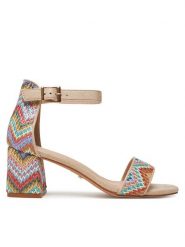 DeeZee Sandały DY5250-35a Beżowy. Brązowe sandały damskie DeeZee, bez wzorów, z materiału, bez obcasa, na słupku. Za 139.99 zł.