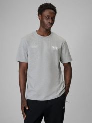 4F T-shirt regular z nadrukiem męski - szary XL. Szare t-shirty męskie 4f, m, bez wzorów, z bawełny, bez kołnierzyka. Za 79.99 zł.