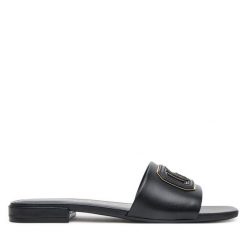 Klapki Guess. Czarne klapki damskie Guess, z aplikacjami, bez obcasa. Za 369.99 zł.