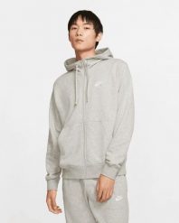 Bluza sportowa męska Nike Sportswear Club. Szare bluzy sportowe męskie Nike, bez wzorów, z bawełny, klasyczne, bez kołnierzyka, bez ramiączek. Za 378.00 zł.