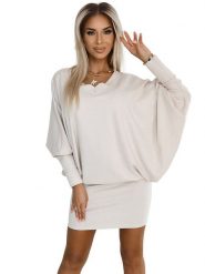 Numoco Sukienka w kolorze kremowym rozmiar: S/M. Brązowe sukienki damskie Numoco, m, bez wzorów, bez kołnierzyka, bez ramiączek, mini. Za 201.55 zł.