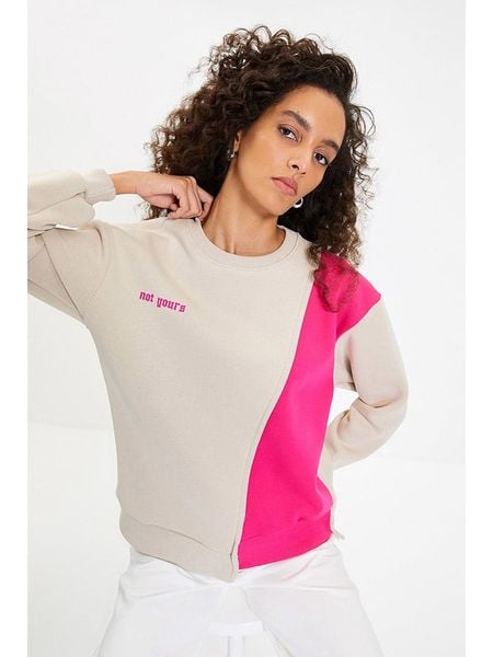 Trendyol Bluza w kolorze beżowo-różowym rozmiar: XL. Brązowe bluzy bez kaptura damskie Trendyol, xl. Za 78.47 zł.