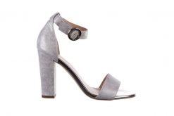 Sandały Bayla-056 8024-1089 Srebrny, Skóra naturalna - 37. Szare sandały damskie Bayla, bez wzorów, z nubiku, bez obcasa, na słupku. W wyprzedaży za 134.10 zł.