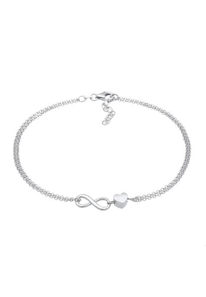Elli Damska bransoletka na kostkę serce nieskończoność symbol miłości basic w srebrze próby 925 Sterling Silver Biżuteria dla stóp 1 ct Damski. Szara bransoletki damskie Elli, srebrne. Za 353.99 zł.