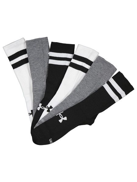 Under Armour Skarpety sportowe (6 par) "Essential Crew" w kolorze czarno-szaro-białym rozmiar: M. Białe skarpetki męskie Under Armour, bez wzorów, z materiału. Za 87.40 zł.