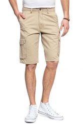 SPODENKI WRANGLER CARGO SHORT SAND W15DKC58N 112126791. Brązowe szorty męskie Wrangler, z materiału, bez kołnierzyka. Za 149.99 zł.