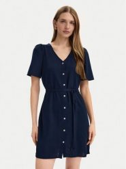 Vero Moda Sukienka letnia Mymilo 10340466 Granatowy Regular Fit. Niebieskie sukienki damskie Vero Moda, na lato, l, bez wzorów, ze lnu, bez kołnierzyka, bez ramiączek. Za 199.99 zł.