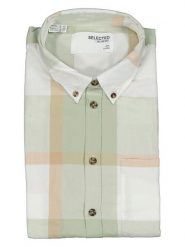 SELECTED HOMME Koszula - Slim fit - w kolorze jasnozielono-białym rozmiar: XXL. Zielone koszule męskie Selected Homme, xxl, bez wzorów, z bawełny, bez kołnierzyka, bez ramiączek. Za 61.46 zł.