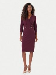 Rinascimento Sukienka koktajlowa CFC0126151003 Bordowy Slim Fit. Czerwone sukienki damskie RINASCIMENTO, s, bez wzorów, z syntetyku, wizytowe, bez kołnierzyka, bez ramiączek. Za 579.99 zł.