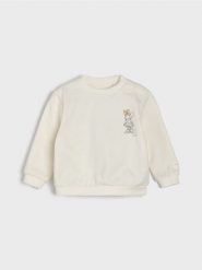 Bawełniana bluza crewneck z nadrukiem Minnie Mouse - kremowy. Białe bluzy sportowe damskie Sinsay, l, bez wzorów, z bawełny, bez ramiączek, bez kaptura. Za 15.99 zł.