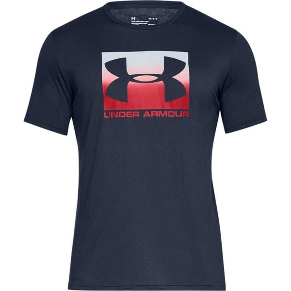 Koszulka treningowa męska Under Armour Boxed Sportstyle Ss. Niebieskie t-shirty sportowe męskie Under Armour, m, bez ramiączek, do piłki nożnej. Za 79.00 zł.