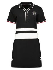 Geographical Norway Sukienka polo "Kyliane" w kolorze czarno-białym rozmiar: XL. Czarne sukienki damskie Geographical Norway, na co dzień, xl, bez wzorów, bez kołnierzyka, bez ramiączek, mini, proste. Za 91.99 zł.