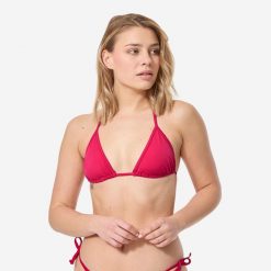 Góra kostiumu kąpielowego surfingowego damska Olaian Mae. Czerwone bikini damskie OLAIAN, bez wzorów. Za 19.99 zł.