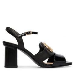 Sandały Liu Jo. Czarne sandały damskie Liu Jo, bez wzorów, bez obcasa, na słupku. Za 729.99 zł.