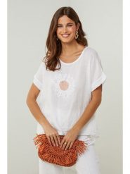 Lin Passion Lniana koszulka w kolorze białym rozmiar: 38/40. Białe bluzki damskie Lin Passion, bez wzorów, ze lnu, bez kołnierzyka. Za 113.99 zł.