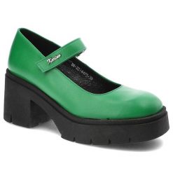 Zielone Półbuty Karino Skórzane Buty Na Obcasie. Zielone półbuty damskie Karino, bez wzorów, ze skóry, bez obcasa, na obcasie. Za 329.00 zł.