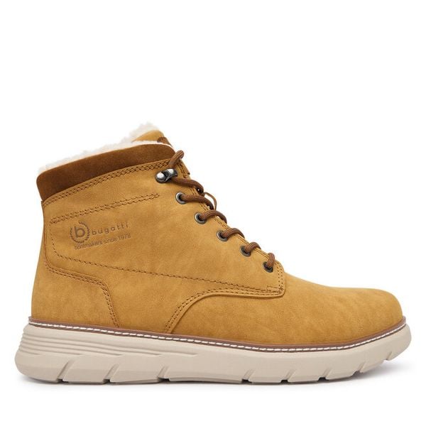 Trapery Bugatti. Żółte buty zimowe męskie Bugatti, bez zapięcia. Za 259.99 zł.