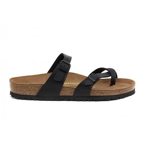 Klapki damskie Birkenstock 071791. Czarne klapki damskie Birkenstock, bez wzorów, z materiału, bez obcasa. Za 679.99 zł.
