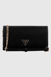 GUESS Czarny damski portfel na łańcuszku Noelle. Czarne portfele damskie Guess, z aplikacjami, ze skóry ekologicznej. W wyprzedaży za 294.99 zł.