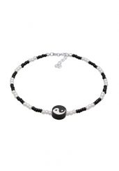 Elli Damska bransoletka na kostkę Yin Yang ze szklanymi koralikami ze srebra próby 925 Sterling Silver Bransoletki na nogę 1 ct Damski. Szare bransoletki damskie Elli, srebrne. Za 183.99 zł.