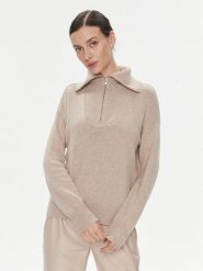 Marella Sweter Ruby1 2339460839200 Beżowy Regular Fit. Brązowe swetry klasyczne damskie Marella, xl, z wełny, bez kołnierzyka. Za 729.99 zł.