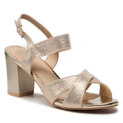 Sandały Clara Barson. Żółte sandały damskie Clara Barson, bez wzorów, bez obcasa, na słupku. Za 119.99 zł.