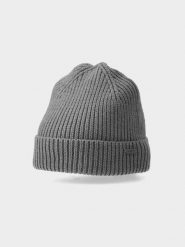 4F Czapka zimowa z dodatkiem materiałów z recyklingu damska S. Szare czapki zimowe damskie 4f, z materiału. W wyprzedaży za 4.99 zł.