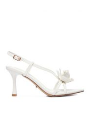 DeeZee Sandały CEO-297-77 Biały. Białe sandały damskie DeeZee, bez wzorów, ze skóry, bez obcasa, na szpilce. Za 139.99 zł.