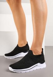 Czarne Buty Sportowe z Cyrkoniami przed Kostkę z Elastyczną Cholewką Telanissea. Czarne buty sportowe na co dzień damskie Born2be, bez wzorów, z jeansu. Za 69.99 zł.