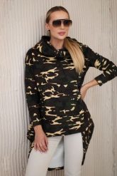 Bluza z długim tyłem moro khaki+brązowy. Brązowe bluzy z kapturem damskie KESI, l, z bawełny. Za 258.24 zł.