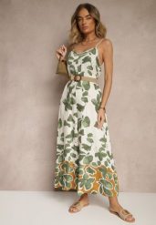 Zielono-Beżowy Kombinezon Wide Leg z Wiskozą na Ramiączkach Iffiane. Zielone kombinezony damskie Renee, na wiosnę, l, bez wzorów, z wiskozy, eleganckie, bez kołnierzyka, bez ramiączek. Za 59.99 zł.