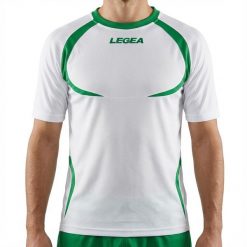 Koszulka do biegania męska krótki rękaw oddychająca biało-zielona. Białe t-shirty sportowe męskie Legea, m, z bawełny, bez ramiączek, do biegania. Za 48.00 zł.