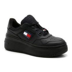 Buty Tommy Hilfiger Retro Basket Ess EN0EN02505BDS czarne. Czarne buty sportowe na co dzień damskie bez wzorów, z gumy. Za 500.30 zł.