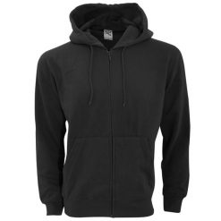 Męska Gładka Bluza Sportowa Z Kapturem Na Zamek. Czarne bluzy sportowe męskie SG, bez wzorów, sportowe, bez kołnierzyka, bez ramiączek. Za 152.99 zł.
