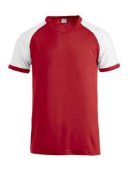Clique Raglan-T Koszulka raglan dwukolorowa z bawełny czesanej – red/white. Czerwone t-shirty damskie CLIQUE, uniwersalny, bez wzorów, z bawełny, bez kołnierzyka. Za 98.23 zł.