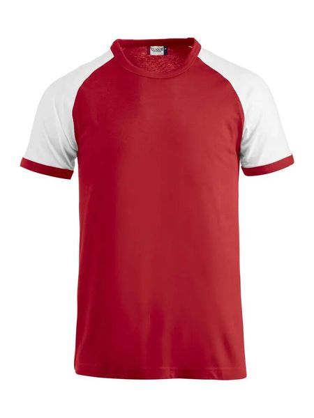 Clique Raglan-T Koszulka raglan dwukolorowa z bawełny czesanej – red/white. Czerwone t-shirty damskie CLIQUE, uniwersalny, bez wzorów, z bawełny, bez kołnierzyka. Za 98.23 zł.