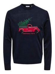 ONLY & SONS Sweter w kolorze granatowym rozmiar: M. Niebieskie swetry męskie Only & Sons, m, bez wzorów, bez kołnierzyka. Za 88.02 zł.