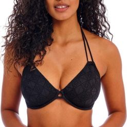 Damski strój kąpielowy z chokerem na fiszbinach Freya Nomad Nights. Czarne bikini damskie FREYA ACTIVE, bez wzorów. W wyprzedaży za 179.50 zł.