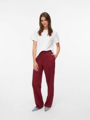 Vero Moda Spodnie w kolorze bordowym rozmiar: 40/L30. Czerwone spodnie materiałowe damskie Vero Moda, bez wzorów. Za 92.42 zł.