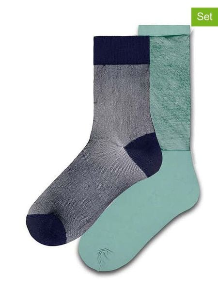 Happy Socks Skarpety (2 pary) w kolorze granatowo-miętowym rozmiar: 39-41. Niebieskie skarpetki męskie Happy Socks, bez wzorów. Za 61.02 zł.