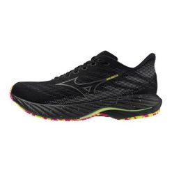 Buty do biegania męskie Mizuno Wave Rider 28 black/silver/sunny lime. Czarne obuwie do biegania damskie Mizuno, mizuno wave. Za 359.99 zł.