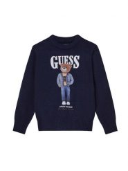 Guess Sweter N6RR01 Z2ZK2 Granatowy Regular Fit. Niebieskie swetry chłopięce Guess, z aplikacjami, z wiskozy, bez kołnierzyka. Za 219.99 zł.