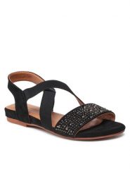 Jenny Fairy Sandały WS21128-05 Czarny. Czarne sandały damskie Jenny Fairy, bez wzorów, z materiału, bez obcasa, na płaskiej podeszwie. Za 65.99 zł.